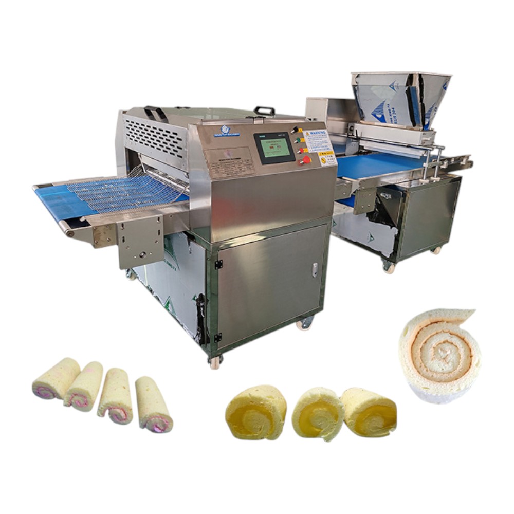 Automatic Roll Cake Cream Coating and Rolling Machine